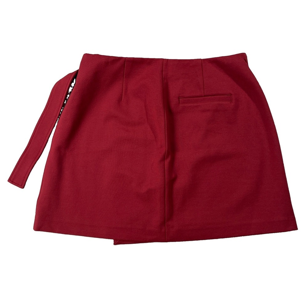 NWT Spanx Ponte Wrap Mini Skirt Deep Red Women's M 90s Minimalist Quiet Luxury - Picture 13 of 13